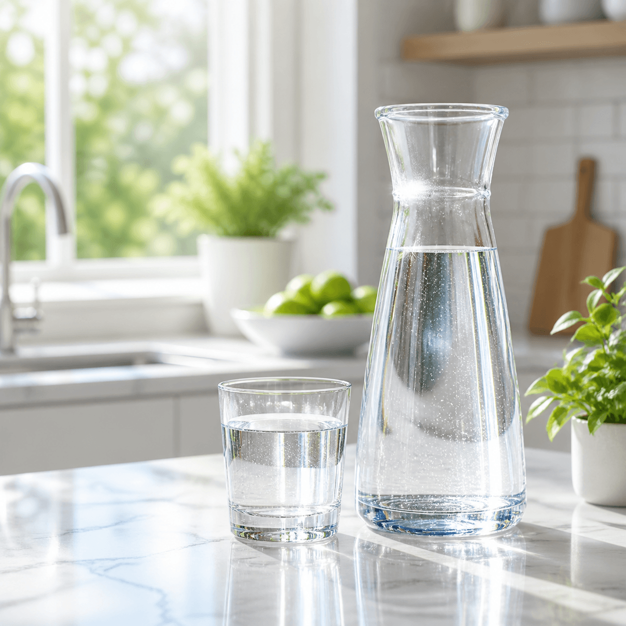 Cocina luminosa con agua purificada para soluciones de hogar